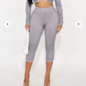 Sweet Talking Gingham Capri Legging - Blue/combo